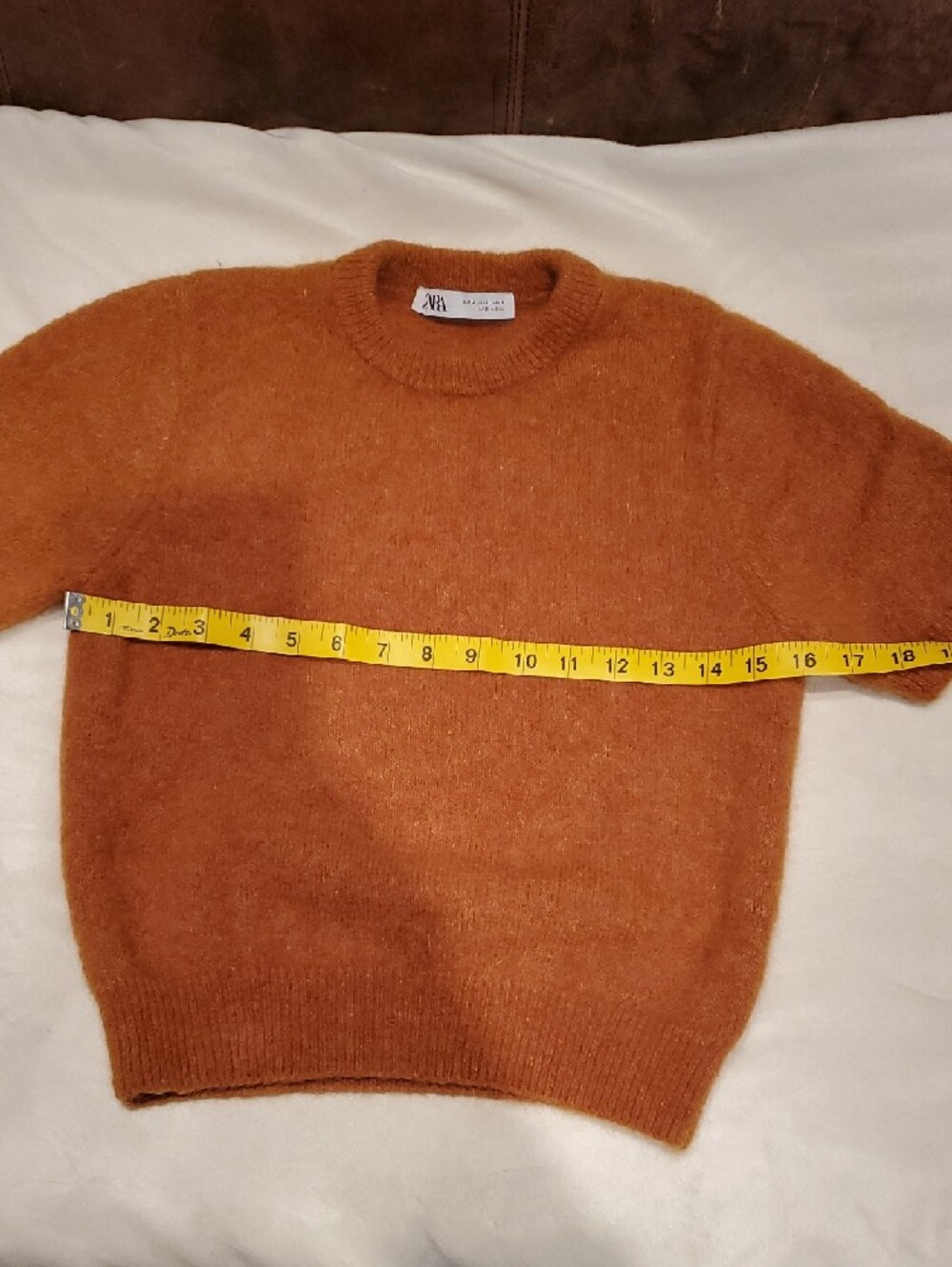 zara women's ss crewneck mohair-blend sweater rust color size medium - Picture 7 of 10